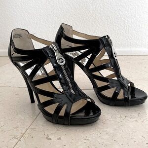 Michael Kors Shimmer Zip Front Platform Sandals